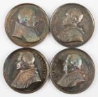 Medals in boxes - Miscellaneous - Popes - nice lot of 4 silver medals by J. Bianchi: Leo III Portico Lateran Basilica 1884, Pius IX Tabacco Factory 18...