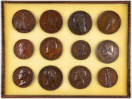 Medals in boxes - Miscellaneous - Belgium - Collection of large bronze historical medals of Leopold I & II, including '25th anniversary of national in...