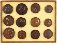 Medals in boxes - Miscellaneous - Belgium - Collection of large bronze historical medals of Leopold I & II, including 'Inauguration de la colonne du c...
