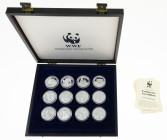 Medals in boxes - Miscellaneous - Collection silver medals '30 years WWF International Coin Collection' cont. 12 medals 20 grams .999 in cassette with...