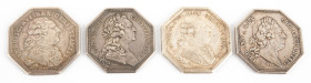 Medals in boxes - Miscellaneous - France - lot of four silver octagonal jetons 'États de la Flandre wallonne' by B. Duvivier: Louis XV 1769 (Feu.7185)...