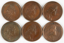 Medals in boxes - Miscellaneous - France - Lot of six large bronze medals Louis XIV, many by Mauger: Alsatia in Provinciam Redacta 1680, Tolonii Portu...