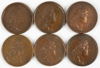Medals in boxes - Miscellaneous - France - Lot of six large bronze medals Louis XIV, many by Mauger: Comitas et Magnificentia Pr. 1683, De Piratis Tur...