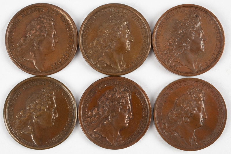 Medals in boxes - Miscellaneous - France - Lot of six large bronze medals Louis ...