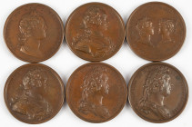 Medals in boxes - Miscellaneous - France - Lot of six large bronze medals Louis XV: Homag Ligium Franc. Stephani Lotharing Ducis ob Ducat Barrensem 17...