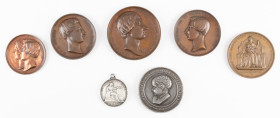 Medals in boxes - Miscellaneous - Belgium - lot of 7 medals: 'Majorité du Prince royal 1853' by Hart, ditto by Dubois, 'Philipe Prince de Flandre N.D....