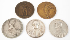 Medals in boxes - Miscellaneous - Belgium - nice lot of 5 medals WW-I: 'Hommage national (Card. Mercier)' in box, on edge 'Soeur Marie de St Jacques d...