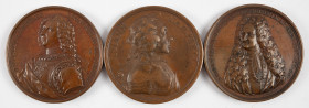 Medals in boxes - Miscellaneous - Lot of three large bronze medals by Dassier: 'Consul Louis le Fort' 1734 aXF, 'Daniel François de Lautrec' 1738 XF a...