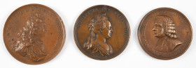 Medals in boxes - Miscellaneous - Lot of three bronze medals: Austria 'Martia Theresia - Reintroduction of court offices in Transylvania 1762’ by F. W...