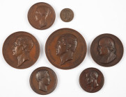 Medals in boxes - Miscellaneous - Belgium - Lot of 7 large 19th century copper medals, incl. 'Bezoek Koning Willem II aan het Hertogdom Limburg' door ...
