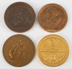 Medals in boxes - Miscellaneous - Nice lot of four large bronze medals: Brazil 'Int. Exposition Rio de Janeiro 1922-1923 (100 Years of Independance)' ...