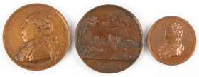 Medals in boxes - Miscellaneous - France - Lot of three bronze medals: 'Jacques Necker' by B. Duvivier 1789 41 mm aXF; 'Prise de la Bastille 1789 et d...