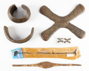 Ethnographics - Lot with 7 items: Africa, Katanga, AD1100 and later: Large St. Andrew’s cross shape of cast copper, 1020g., 170x220 mm. / Zimbabwe, 13...