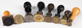 (Wax) stamps, sceaux, Petschafte - Nice lot waxseal and ink stamps: 'Abstimmungskommission der Völkerbundes (Saargebiet Plebiszit 1935 - interesting -...