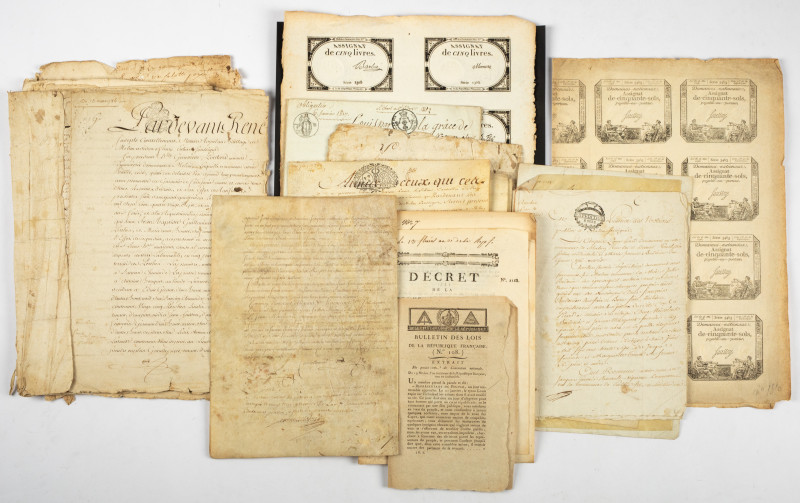 Documents - Lot of 18th century French documents including notarial deeds, 4x Fr...