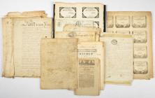 Documents - Lot of 18th century French documents including notarial deeds, 4x French legislation 1792-1793 and two uncut sheets of assignats