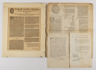 Documents - Lot of 3 printed ordinances (including one concerning the establishment of a 'Generaale Bank van Leening' May 14, 1795, in three parts) an...