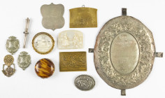 Miscellaneous - Lot miscellaneous - large oval plates 'Thirty-year Marriage Society W.H. ten Bouwuijs and M.C. Harder 1875', medals and plaquettes inc...