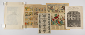 Miscellaneous - Varied lot - French children's prints, some as propaganda for WWI war loans, sheet of 4 Hungarian 1 forint notes 1852 and l'Illustrati...