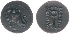 The East - The Indo-Greek Kingdom - Demetrios I (200-185 BC) - AE denomination A (11,72g) - Head of elephant right, wearing bell / Caduceus with monog...