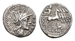 Later-Denarius Coinage (ca. 154-41 BC) - Q. Fabius Labeo - AR Denarius (Rome 124 BC, 3.65g) - LABEO ROMA Head of Roma to right wearing crested and win...