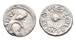 Later-Denarius Coinage (ca. 154-41 BC) - Mn. Cordius Rufus - AR Denarius (Rome BC 46, 2.93 g) – Owl perched on crested Corinthian helmet, RVFVS behind...