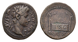 Roman Imperial Coinage - Augustus (27 BC - 14 AD) - AE As (Lugdunum 10-7 BC, 9.41g) - CAESAR PONT MAX Laureate head right / ROM ET AVG Altar flanked b...
