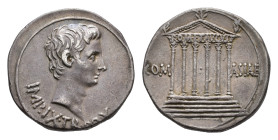 Roman Imperial Coinage - Augustus (27 BC - 14 AD) - AR Cistophoric Tetradrachm (Pergamum c. 19-18 BC, 11.58g) - IMP IX TR PO V Bare head right / COM A...