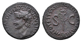 Roman Imperial Coinage - Tiberius (14-37) - AE As (Rome AD 35-36, 11.53 g) – TI CAESAR DIVI AVG F AVGVST IMP VIII, laureate head of Tiberius left / PO...