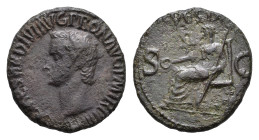 Roman Imperial Coinage - Caligula (37-41) - AE As (Rome AD 37-38, 11.18g) - C CAESAR DIVI AVG PRON AVG P M TR P IIII P P Bare head left / VESTA Vesta ...