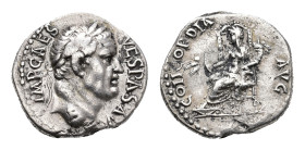 Roman Imperial Coinage - Vespasianus (69-79) - AR Denarius (Ephesus AD 71, 2.84 g) – IMP CAES VESPAS AVG Laureate head right / CONCORDIA AVG, Ceres en...