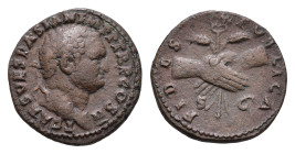 Roman Imperial Coinage - Titus (69-81) - AE As (Rome AD 76-78, 9.80g) - T CAES VESPASIAN IMP P TRP COS II Laureate head right / FIDES PVBLICA Clasped ...