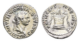 Roman Imperial Coinage - Domitianus (81-96) - AR Denarius (Rome AD 80-81, 3.22g) - CAESAR DIVI F DOMITIANVS COS VII Laureate head right / PRINCEPS IVV...