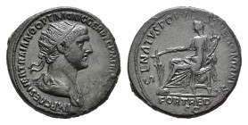 Roman Imperial Coinage - Traianus (98-117) - AE Dupondius (Rome AD 115-16, 12.24 g) - IMP CAES NER TRAIANO OPTIMO AVG GER DAC P M TR P COS VI P P, rad...