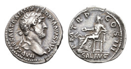 Roman Imperial Coinage - Hadrianus (117-138) - AR Denarius (Rome AD 119-123, 3.03g) - IMP CAESAR TRAIAN HADRIANVS AVG Laureate bust right, drapery on ...