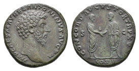 Roman Imperial Coinage - Marcus Aurelius (161-180) - AE Sestertius (Rome AD 161, 21.41g) - IMP CAES M AVREL ANTONINVS AVG PM Bare-headed and cuirassed...