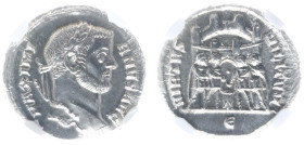 Roman Imperial Coinage - Maximianus (285-310) - AR Argenteus (Rome AD 297-early 298, first reign AD 286-305, 2.83g) - MAXIMIANVS AVG Laureate head rig...
