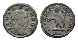 Roman Imperial Coinage - Severus II (305-306) - AE 1/4 Follis (Siscia, 1,73g) - SEVERVS NOB C Laureate head right / GENIO POPVLI ROMANI Genius standin...