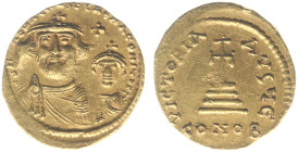 Byzantine Coinage - Heraclius (610-641) - With Heraclius Constantine - AV Solidus (Constantinople AD 616-625, 4.48g) - Facing busts of Heraclius and H...