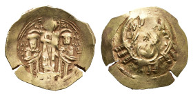 Byzantine Coinage - Andronicus II and Michael IX (1295-1320) - EL Hyperpyron (Constantinople c. AD 1294-1303, 4.07g) - Half-length figure of the Virgi...