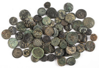 Ancient coins in lots - Greek / Hellenistic coinage - A lot with ancient Greece bronze coins, with black-greenish smooth patina, low grades but nice s...