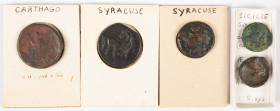 Ancient coins in lots - Greek / Hellenistic coinage - A small lot bronze coins from Syracuse and Carthage: an AE 1.5 Shekel (Second Punic War, c. 203-...