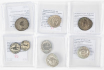 Ancient coins in lots - Roman coinage - A small but nice collection of Roman coinage in nice grades: 3 AR Denarii (Caracalla (2) and Septimius Severus...