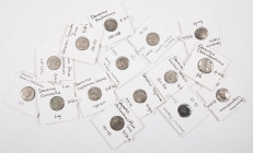 Ancient coins in lots - Roman coinage - A nice lot Roman Denarii: Hadrianus, Traianus, Domitianus, Nerva, Vespasianus, Tiberius, Nero, Antoninus Pius,...