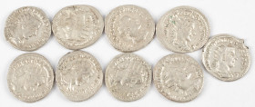 Ancient coins in lots - Roman coinage - A lovely lot AR Antoniniani of Gordianus Pius III, all different reverses, in full silver and some really nice...
