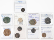 Ancient coins in lots - Roman coinage - A nice lot Roman coins: an AR Denarius of Hadrianus (LIB PVB), an AE As of Augustus (moneyer Maecilius Tullus)...