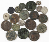 Ancient coins in lots - Roman coinage - A mixed collection of Roman coins: 5 Denarii (time of Sept. Severus-Alexander Severus), 9 Asses/Dupondii (incl...