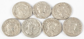 Ancient coins in lots - Roman coinage - Nice lot with AR Antoniniani of Gordianus III: VICTORIA AVG (Rome AD 238, 4.54 g) RIC 5; VIRTVTI AVGVSTI (Rome...