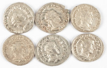 Ancient coins in lots - Roman coinage - A nice lot with 6 AR Antoniniani from Philip I and Philip II in nice grades - in total 6 coins in VF to XF, pl...