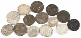 Ancient coins in lots - Roman coinage - Interesting lot with 4 Denarii and 10 Antoniniani: Denarii – Antoninus Pius; Caracalla; Severus Alexander; Max...